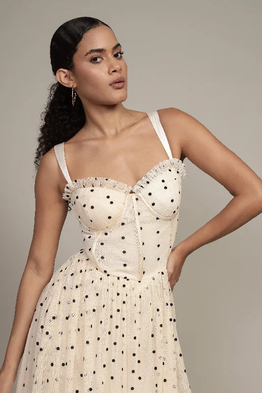 Dane Polka Dot Corset Midi Dress