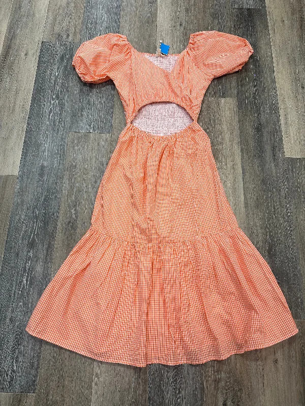 Orange Dress Casual Midi Sim & Sam, Size S