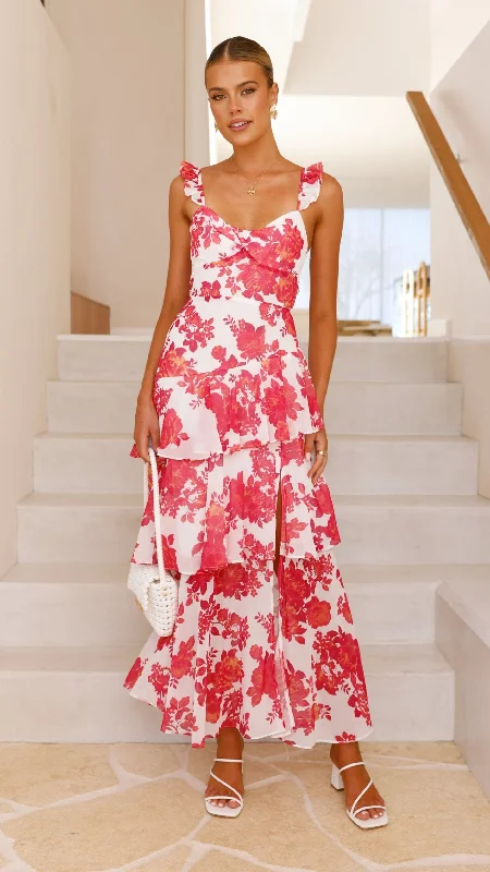 Achelle Maxi Dress - Red Floral