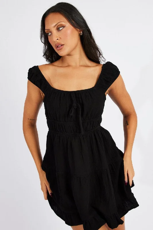 Black Fit And Flare Dress Mini