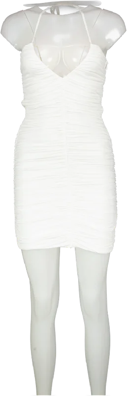 Superdown White Ruched Mini Dress UK XS