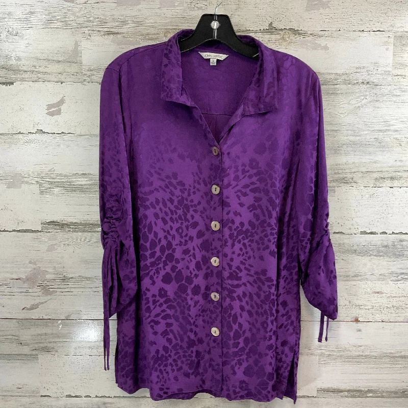 Blouse 3/4 Sleeve By John Mark In Purple, Size: S