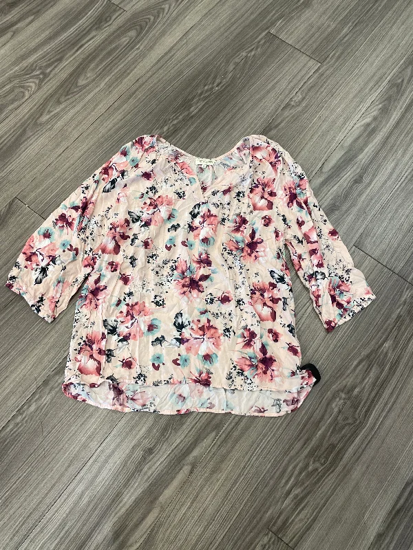 Blouse 3/4 Sleeve By Lucy And Laurel In Floral Print, Size: Xl