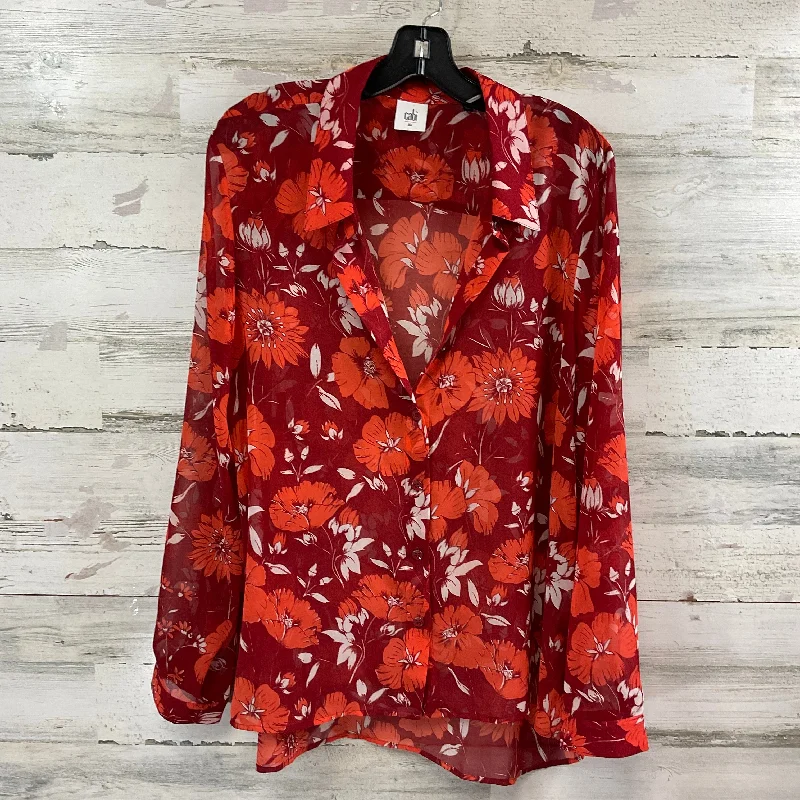 Blouse Long Sleeve By Cabi In Red, Size: Xl