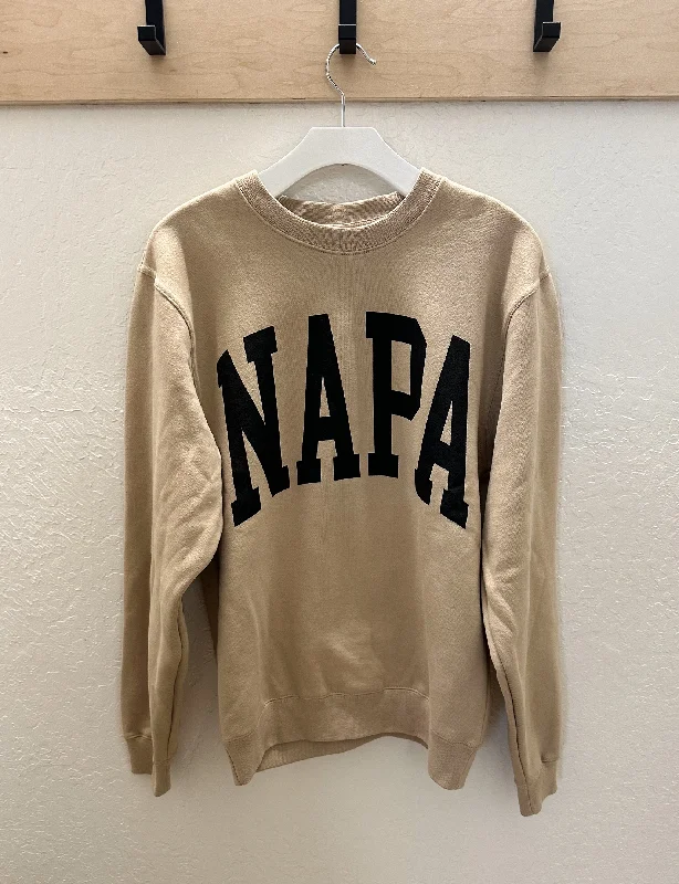 Napa Block Crewneck Sweatshirt, Tan/Black