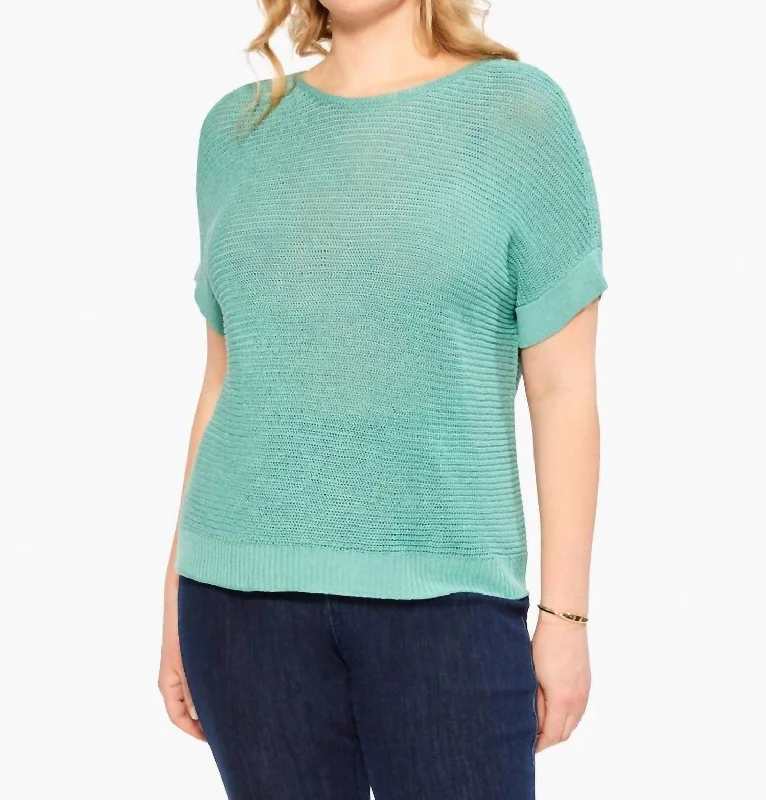 Easy Sleeve Summer Sweater In Dusty Aqua