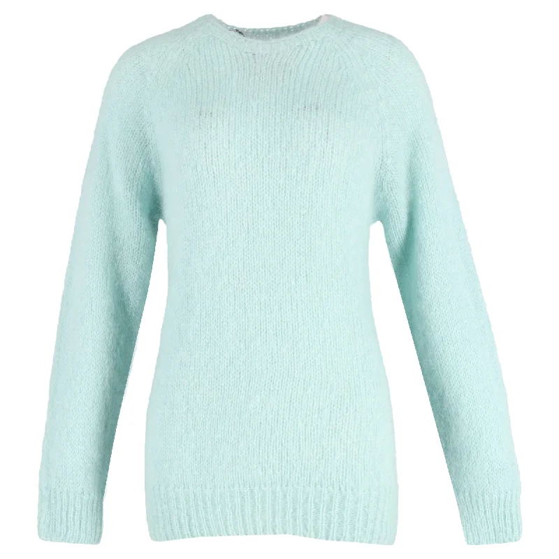 Erdem Bartley Ribbed Sweater in Light Blue Mohair-Blend