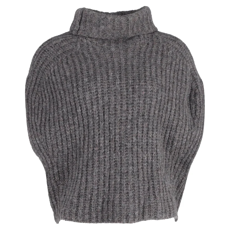 Isabel Marant Ivy Turtleneck Sleeveless Sweater in Grey Wool