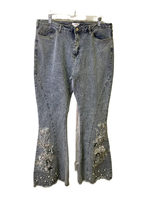 Jeans Flared By Venus In Blue Denim, Size: 14