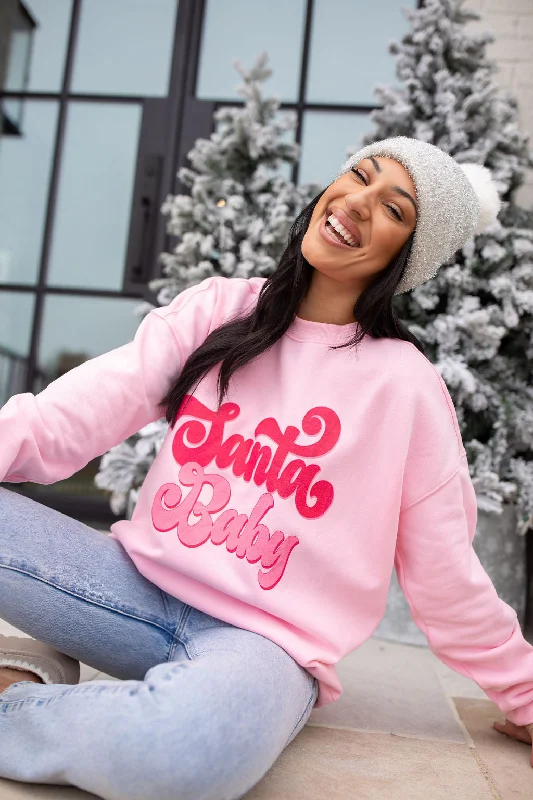 Santa Baby Light Pink Oversized Graphic Sweatshirt