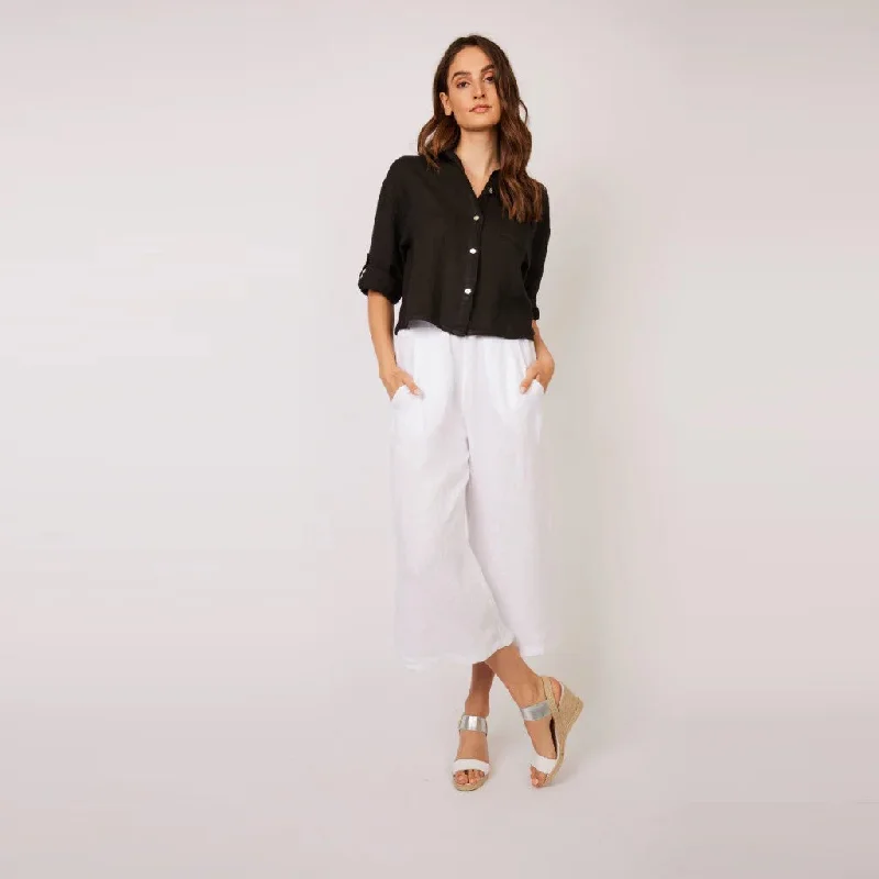 Cropped Linen Pant (White)