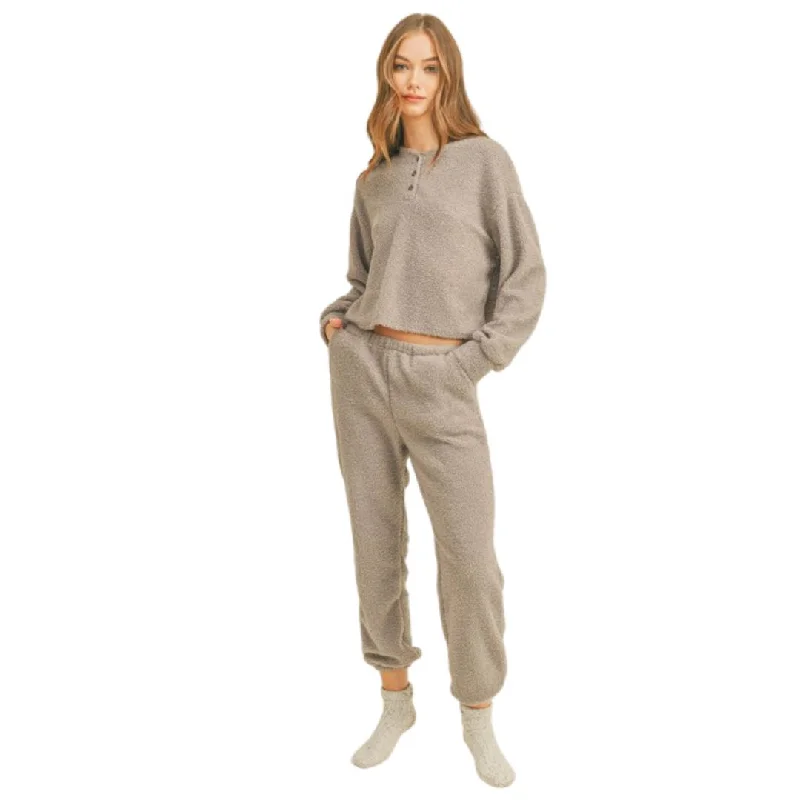 Fuzzy Knit Bottoms (Grey)