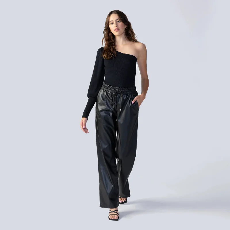 Morgan Leather Like Pant (Black Night)