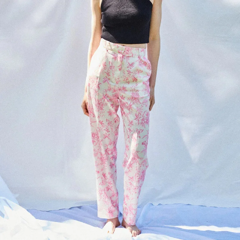 Pirandello Trouser (Pink Toile De Jouy Print)