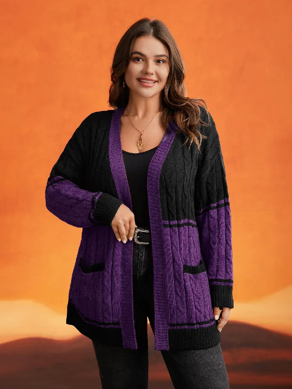 Jack-o-Lantern Motif Cable Knot Cardigan