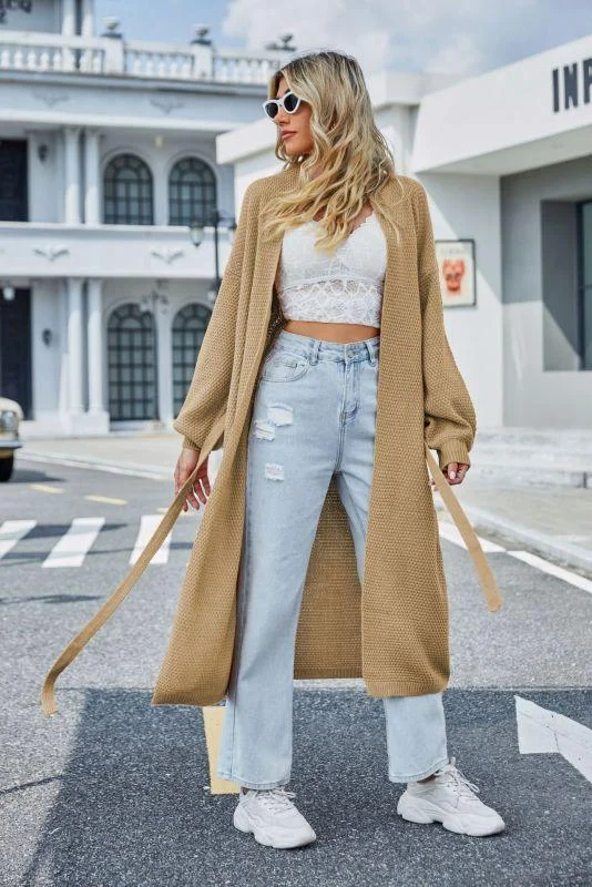 Long Loose Strappy Cardigan Sweater