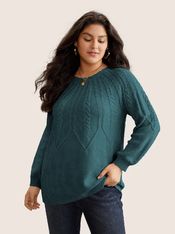 Solid Textured Lantern Sleeve Pullover